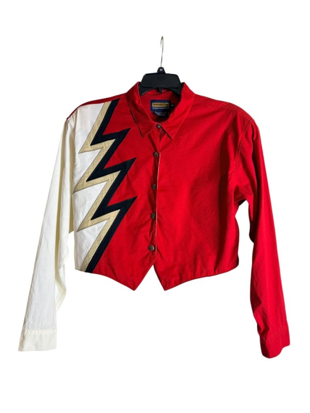 Vintage Panhandle Slim Western Cropped Shirt XL Red Lightning Bolt fall Weather
